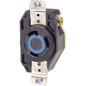 Leviton 2620 30 Amp, 250 Volt, Flush Mounting Locking Receptacle, Industrial Grade, Grounding, V-0-MAX, Black