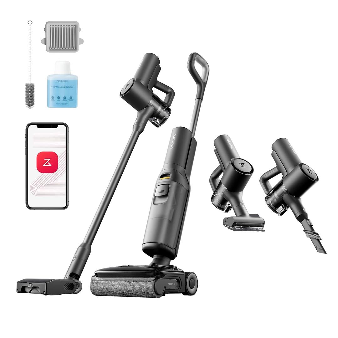 roborock F25 ACE Combo Wet Dry Vacuum Cleaner, 5-in-1 Cordless Stick Vacuum Mop, Smart Hard Floor Washer with 180 Lie-Flat, AI Assitant Wheels, Self Cleaning, 65 min Runtime, Whole House Cleaning