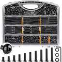 Twidec/633PCS M6 Bolt Assortment Kit 12.9 Grade M6x10/12/14/16/20/25/30/35/40/45mm Button Head Hex Socket Cap Screws Metric Bolts Nuts Washer Assortment Kit Black Alloy Steel N-103-633PCS