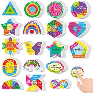 180 Pcs Anxiety Sensory Strips Mindfulness Calm Stickers Adhesive Textured Strips Tactile Fidget Tape for Desk Adults Tension Supplies (Cute)