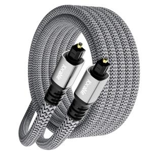 Kxable Optical Audio Cable 12 FT, Digital Audio Cable, Toslink Fiber Optic Cord, [Nylon Braided, Slim Aluminum Shell, Gold Plated Connector], for Home Theater, Sound Bar, PS4, Xbox, TV and More