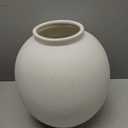 White Ceramic Vase - Large 10.8 Inch Round Floor Vase for Centerpieces, Farmhouse Flower Vases, Rustic Minimalist Home Decor (Sandstone White)