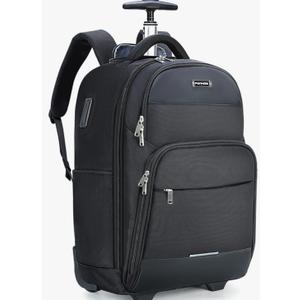 Rolling Backpack, 30L Travel Laptop Backpack with Wheels, 15.6 Inch Roller Carry on Luggage with USB Charging Port, Flight Approved Personal Item Wheeled Suitcase for Men Women Adults, Black