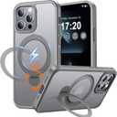 360 Rotatable Magnetic Stand for iPhone 13 pro max Case Compatible with Mag-Safe 16FT Military Drop Protection, Anti-Scratch/Fingerprint Shockproof iPhone 13 pro max Phone Case(Matte-Grey)
