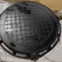 28 In Cast Iron Manhole Cover and Frame, B Class 28100 lbs Heavy-Duty Driveway Septic Tank Lid with Base, Round Black Anti-Slip Inspection Well Cover for Garage (True 27.6" ID)