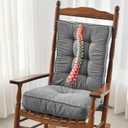 SUNROX Memory Foam Non Slip Rocking Chair Cushion, FadeShield Water Resistant Thicken Durable Tufted Pads, Set of Seat & Back Cushion with Ties for Indoor/Outdoor Rocker, 2 Piece, Heather Charcoal