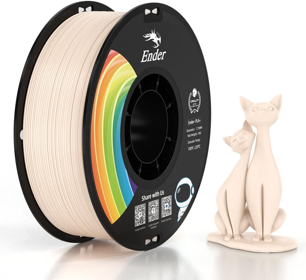 Creality 3D Printer Filament, PLA Plus Filament 1.75mm Beige, PLA Pro Toughness Upgraded Dimensional Accuracy +/- 0.03mm, 1KG Spool(2.2lbs) Ender PLA+ Filament for Most 3D Printer