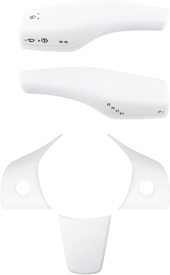 White Gear Shift Lever Cover and Steering Wheel Cover Compatible with Tesla Model Y/3