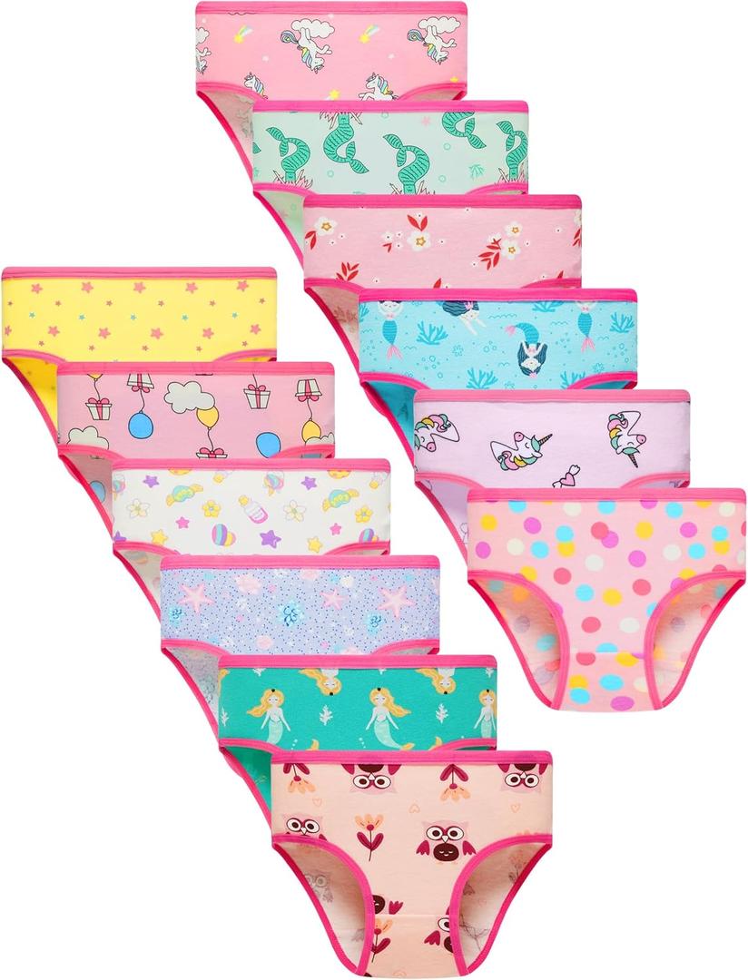 Sladatona Girls Underwear Soft Kids Briefs And Comfortable Panites (10, Pink Green Blue-sky Puple)
