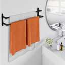 Double Towel Bar, 24Inch Towel Rack for Bathroom, Stainless Steel Double Bath Towel Bar, Wall Mounted Towel Holder, Double Towel Rod Towel Rail Hanger for Wall, Kitchen (Matte Black)