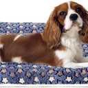 Mora Pets Dog Bed Crate Pad Ultra Soft Pet Bed with Cute Star Print Washable Crate Mat for Large Medium Small Dogs Reversible Fleece Dog Crate Kennel Mat Cat Bed Liner 23 x 18 inch Dark Blue