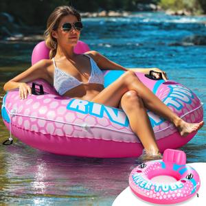 SLOOSH Inflatable River Tubes Float - Heavy Duty Pool Tube Floats for Adults Floating (Pink)