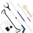 6 PC Hip Replacement Recovery Kit for Elderly and Knee Back Surgery Patients with Grabber, Sock Aid, Leg Lifter, Shoe Puller, Back Scratcher, Bath Sponge, Essential Tools for Recovery After Surgery