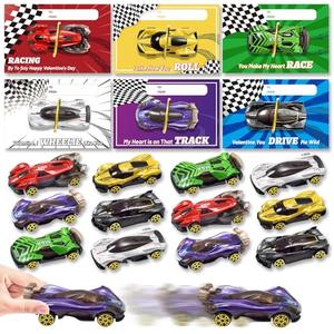 OCHIDO Valentines Day Cards for Kids with Die-Cast Racing Cars, 24 Packs Valentines Day Gifts for Kids Classroom Exchange, School Class Prizes, Valentines Party Favors for Boys and Girls