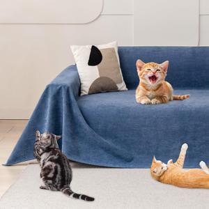 Cat Scratch Furniture Protector - Anti-Slip, Waterproof Sofa Cover to Keep Cats Off, Pet-Friendly Couch Protectors for 3 Cushion Couch, Anti-Scratch Couch Cover for Pets and Kids 118"X71"Navy Blue