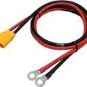 XT90H XT90 to O Ring Terminal Cable,XT90 Male to O Ring Connector Cable with 1M 10AWG Silicon Wire for RC Lipo Battery FPV Racing Drone Solar Power Station