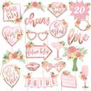 xo, Fetti Bridal Shower, Wedding Photo Booth Props - 20 Pieces, pre-Assembled - Rose Gold Bachelorette Party Decorations, Bride to Be, Miss to Mrs