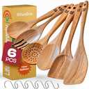 Pack Of 2 Riveira's 6-Piece Kitchen Essentials - Wooden Spoons for Cooking and Comprehensive Cooking Utensils Set