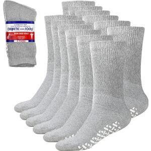 Debra Weitzner 6Pk Non-Binding Loose Fit Sock - Non-Slip Diabetic Socks for Men and Women - Crew, Ankle (13-15)