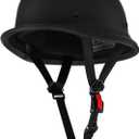 Half Helmet German Style Dot Approved Motorcycle Helmet Black for Men with Quick Release Chin Strap Buckle Retro Vintage Motorcycle Half (XL, Matte Black)
