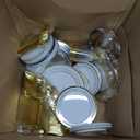 350 PCS White and Gold Plastic Dinnerware Set for 50 Guests, Disposable Party Plate for 50 Guests, Include: 100 Plastic Plates, 50 Pre Rolled Napkins with Gold Silverware, 50 Cups