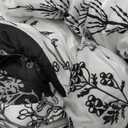 Bedsure Queen Comforter Set - Black Bed Set, 3 Pieces Cute Floral Bedding, 1 Soft Reversible Botanical Flowers Comforter and 2 Pillow Shams (22 - Black)