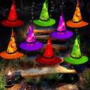 Halloween Decorations Lighted Witch Hats, 8Pcs Hanging Glowing Witch Hats 44ft Halloween Outdoor Lights String with 8 Lighting Modes for Outdoor, Garden, Yard, Tree