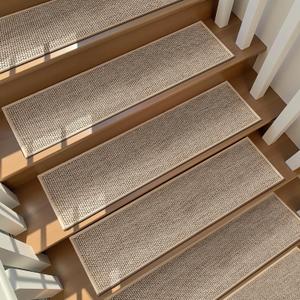 Deerly Linen Stair Treads Non Slip 15pcs Stair Runner for Wooden Steps Peel and Stick Carpet Treads Indoor Staircase Covers Mat with Self-Adhesive Backing for Pets and Kids 8"X30" Beige