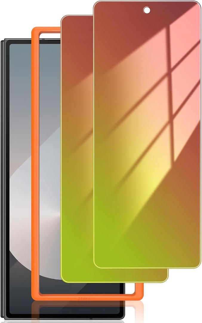 LYWHL 2-Pack Samsung Galaxy Z Fold 7 Privacy Screen Protector, Gradient Colorful Tempered Glass Front Screen Protector for Z Fold 7 with Alignment Frame, Anti Blue Light Bubble Free Sensitive Touch