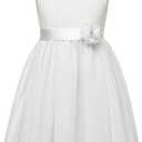 Chiffon Summer Flower Girl Dress Ruffled Junior Bridesmaid Wedding Party Dress, 8-9Y