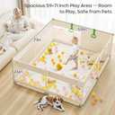 Zeebaba Baby Playpen with Mat, 71×59 in Beige Indoor Play Yard