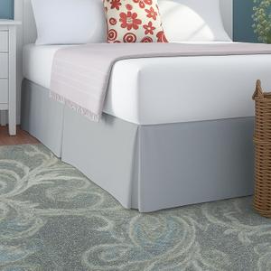 Cottington Lane Luxury Pleated Bedskirt Queen Size 18 Inch Drop Split Corners, Hotel Luxury 1800 Ultra-Soft Tailored Drop Box Pleated Styling Dust Ruffle, Classic & Clean Look, Silver Grey