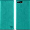 ZZXX Wallet Case for iPhone 7 Plus/8 Plus with RFID Blocking, Card Slot, Stand, Magnetic Leather Flip Fold Protective Case (Lake Blue - 5.5 inch)