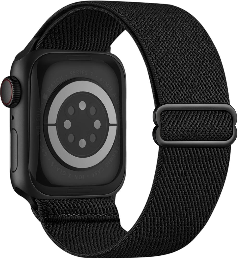 Stretchy Elastic Bands Compatible with Apple Watch Band 46mm 45mm 44mm 42mm 41mm 40mm 38mm 49mm Women Men, Water-Resistant Solo Loop Nylon Sport Straps for iWatch Series 11 10 9 8 7 6 5 4 3 SE Ultra