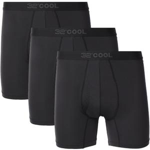 32 Degrees Mens 3 Pack Active Mesh Boxer Brief (Black, S)