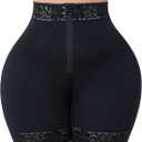 MERYOSZ Tummy Control Panties Butt Lifting Shapewear Shorts for Women Zipper Body Shaper Shorts Thigh Slimmer Underwear (Large, Black)