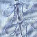 Verdusa Women's 2 Piece Striped Outfit Bow Tie Crop Tank Tops with Shorts Set (Medium, Blue and White)