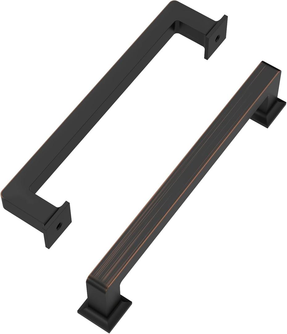 10 Pack 5 Inch(128mm) Oil Rubbed Bronze Kitchen Cabinets Handles Oil Rubbed Bronze Cabinet Pull Cabinet Hardware for Cupboard Square Kitchen Pulls for Cabinets Drawer Handles