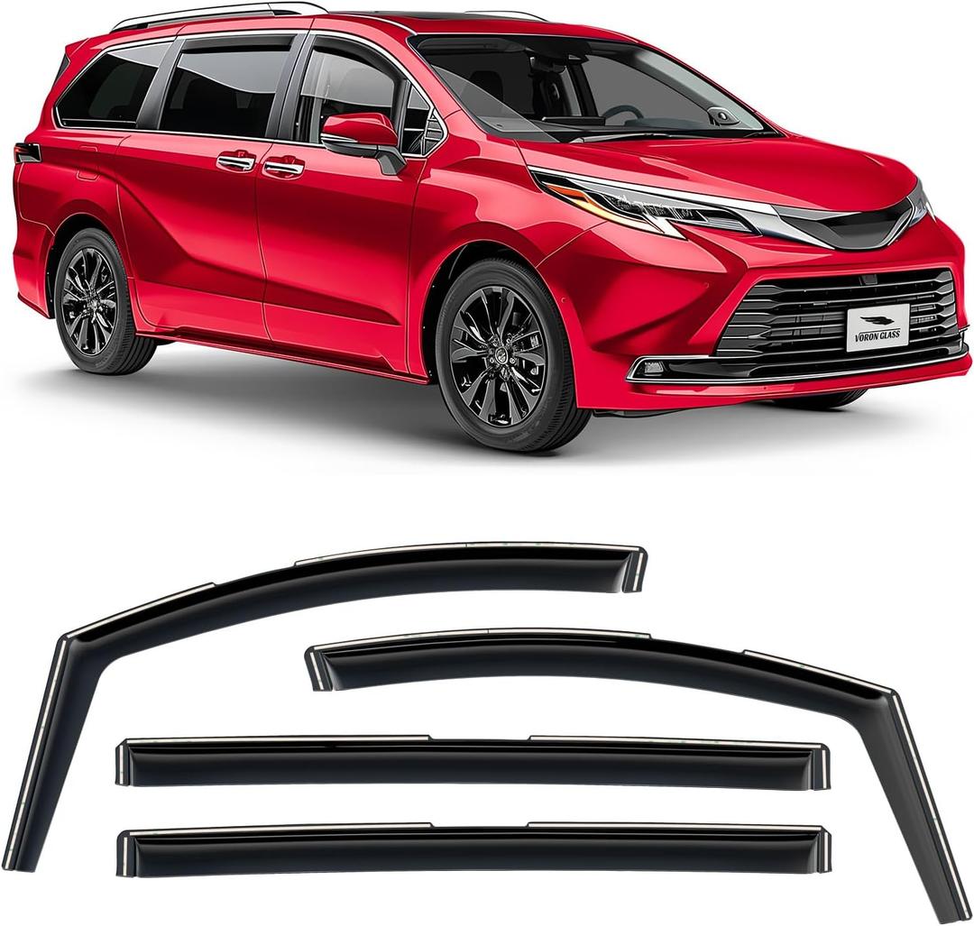 Voron Glass in-Channel Extra Durable Rain Guards for Toyota Sienna 2021-2026, Window Deflectors, Vent Window Visors, 4 Pieces - 200422