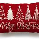 DFXSZ Merry Christmas Pillow Cover 12x20 Farmhouse Christmas Throw Lumbar Pillow Cover Decorations Christmas Tree Holiday Decor Case for Home Couch (Red)