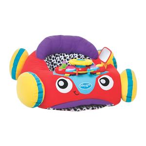 Playgro Music and Lights Comfy Car for Babies 6+ Months - Interactive Toddler Ride-On Toy for Imaginative Adventures - Detachable Dashboard, Storage Pouch, & Safe Play Space (Red)