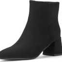 IDIFU IN2 Ankle Boots for Women Low Short Chunky Block Heel Boot Fall Pointed Toe Dress Booties Ladies Comfortable Cute Fashion Boots (8, New Black Suede)