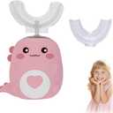 Kids U Shaped Electric Toothbrush with 2 Brush Heads, Rechargeable Auto U-Shaped Electric Toothbrush with LED Light, 5 Modes & Smart Timer, Gentle Kids Toothbrush for Children (Pink, 2-6)