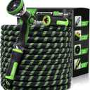 RAINPOINT Metal Garden Hoses for Yard 100 ft - No-kink 304 Water Hose 100ft with 10 mode Nozzle - Brass Connection, Swivel Handle, Flexible Hose,Lightweight, Puncture