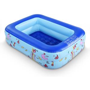 Inflatable Kiddie Pool, 45"  33"  14" Kids Swimming Pool with Inflatable Soft Floor, Ocean World Inflatable Bathtub for Indoor or Outdoor, Ball Pit Pool
