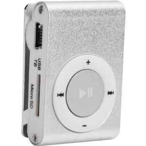 Mxzzand MP3 Player with Bluetooth Portable Music Player Mini MP3 Back Clip Player Durable with Memory Card and Cable(Silver)