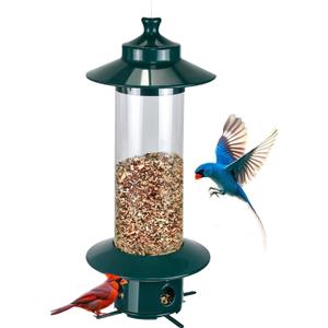 Squirrel Proof Bird Feeders for Outdoor: 4.8LB Large Capacity Hanging Bird Feeder, Weight-Activated Mechanism Wild Bird Feeders, Chew-Proof Metal Birdfeeder for Finch Cardinal Chickadee