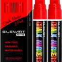 SILENART Thick Chalk Markers Red - 15mm Jumbo Tip Car Marker - Wide Window Chalk Pen for Chalkboard, Window, Glass, Mirror, Blackboard