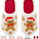 Cxiboh Christmas House Slippers for Women Indoor Outdoor Soft Comfy Bedroom Shoes with Memory Foam Cute Girls Stuff（Gingerbread Man-40-41）