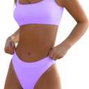 High Waisted Bikini for Women Tummy Control Bottoms Push Up Crop Top Swimsuit 2 Piece High Cut Teens Girls Bathing Suits M